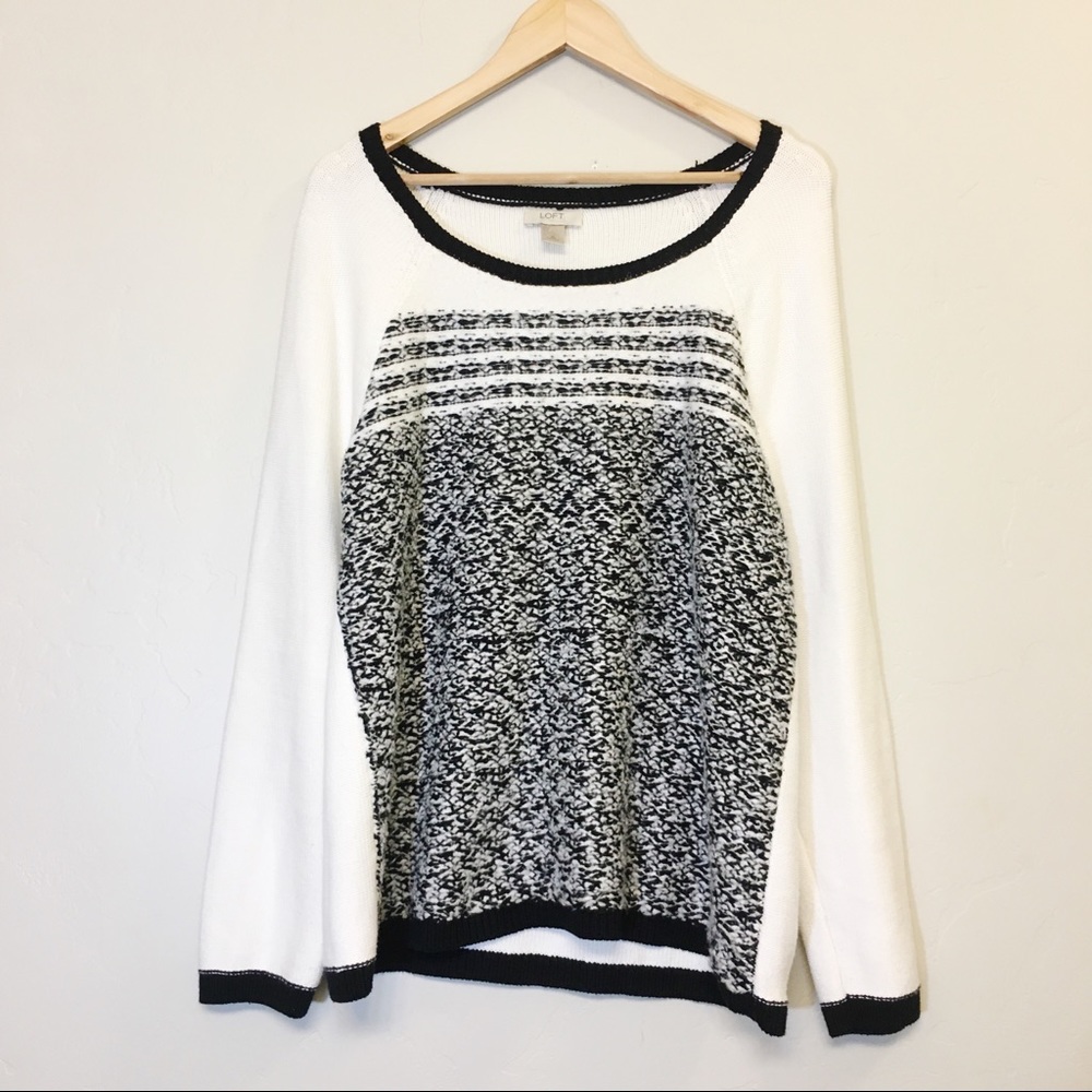 Loft Twit Knit Sweater With Black Trim